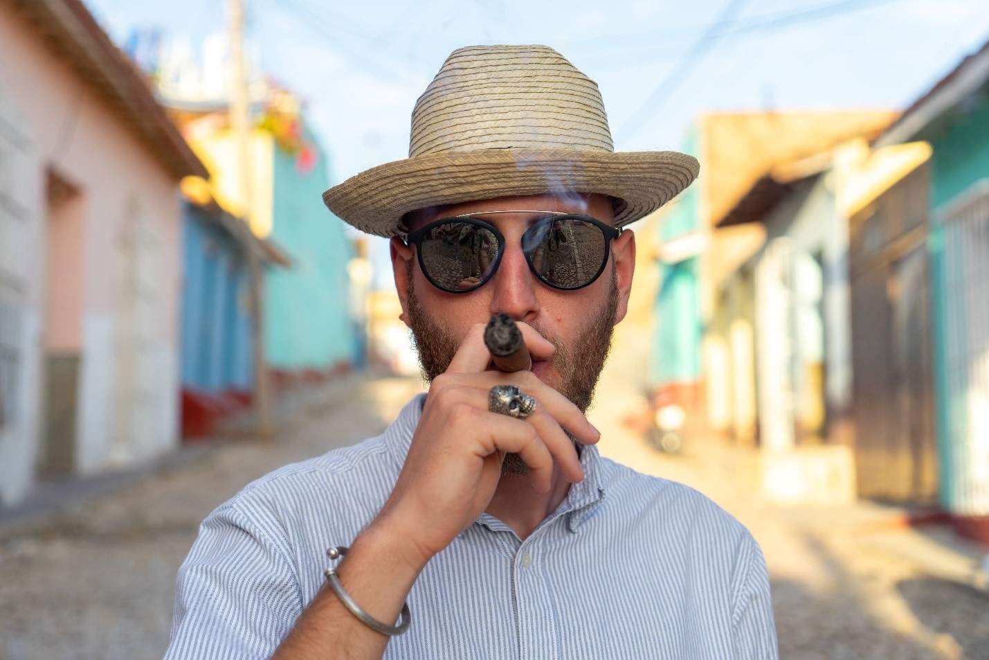 man smoking cigar in Trinidad Cuba