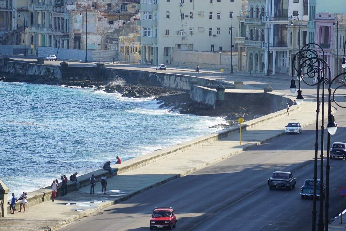 The Havana seawall surrounded by buildings
