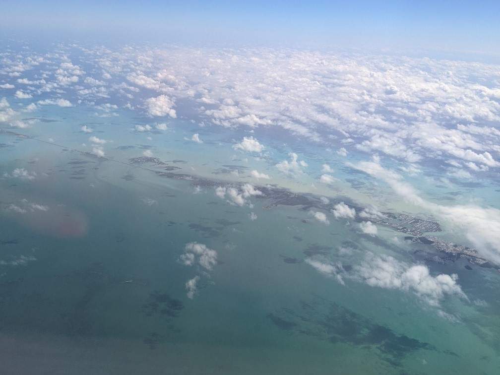view of island from airplane window